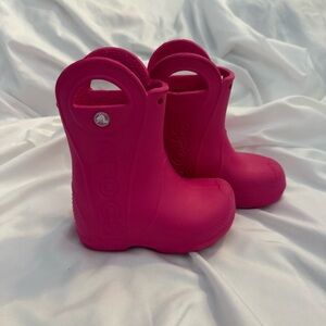 Like New Crocs Kids Handle It Toddler Rain Boots in Candy Pink